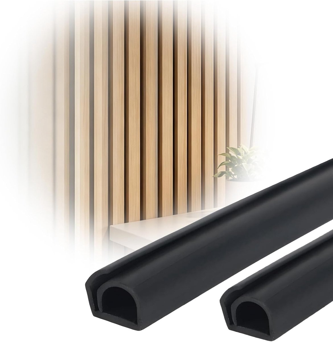 Kabelgoot voor akoestische panelen, halfrond en flexibel, 12 mm breed, zelfklevend, ideaal voor thuis en kantoor, zwart, 6 meter lang