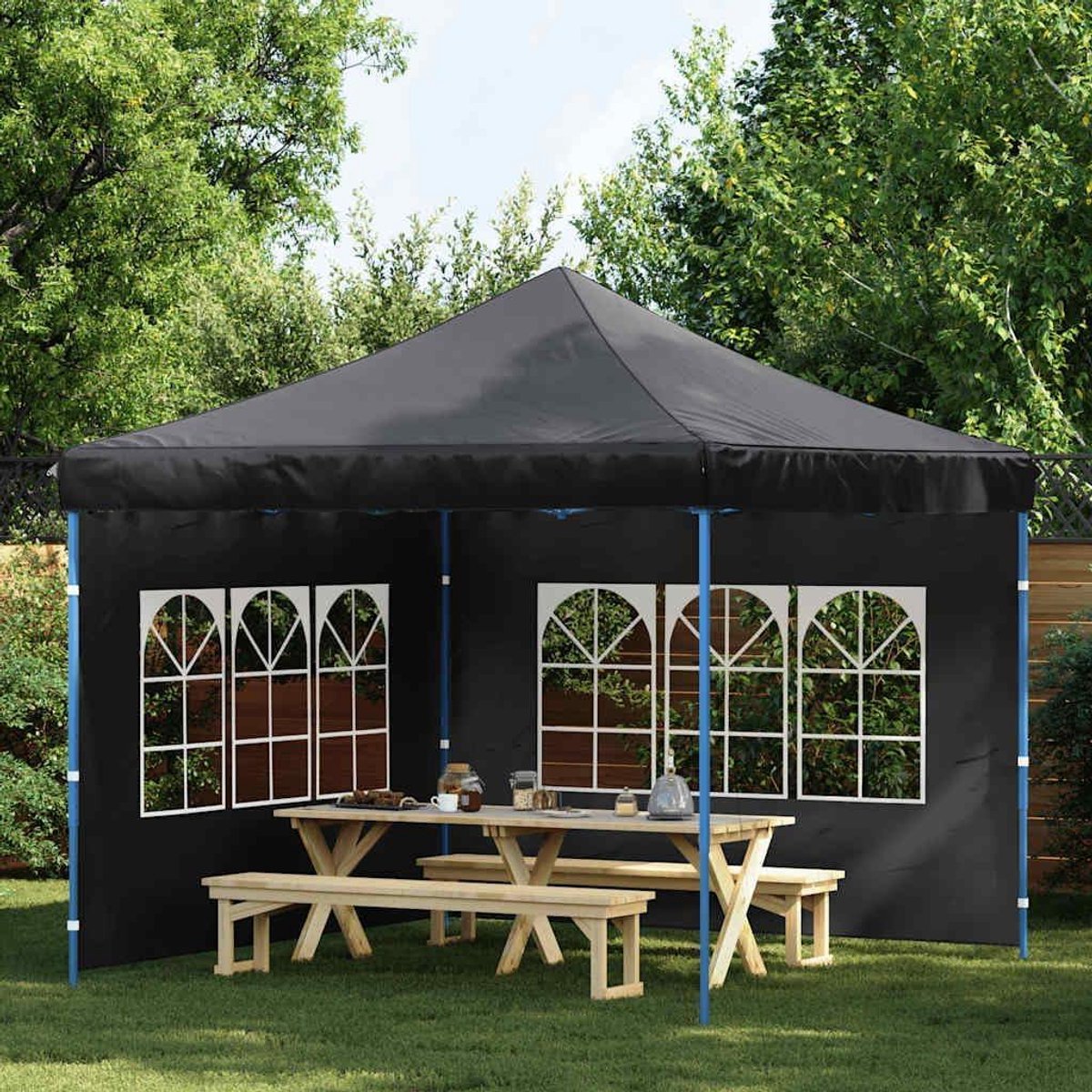 Partytent Zijwanden - Zijpanelen Tent - Feestelijke Bescherming - Met Ramen - 300x300 cm - Antraciet