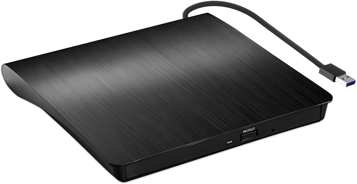 JCP® Dvd Speler - Dvd Speler voor Laptop - Externe Dvd Speler voor Laptop - Zwart - 14cm x 14cm x 2cm