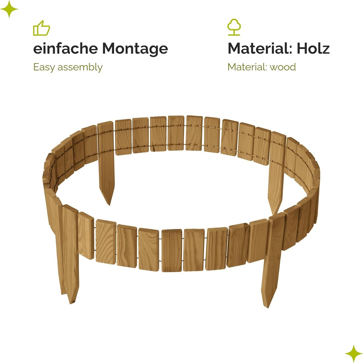 SnelShoppen - Flexibele Houten Rolborder – Tuinhek, Border, Palissade voor Bloembedden, Groentetuin, Tuinpaden – Weerbestendig, Geïmpregneerd Hout, 20