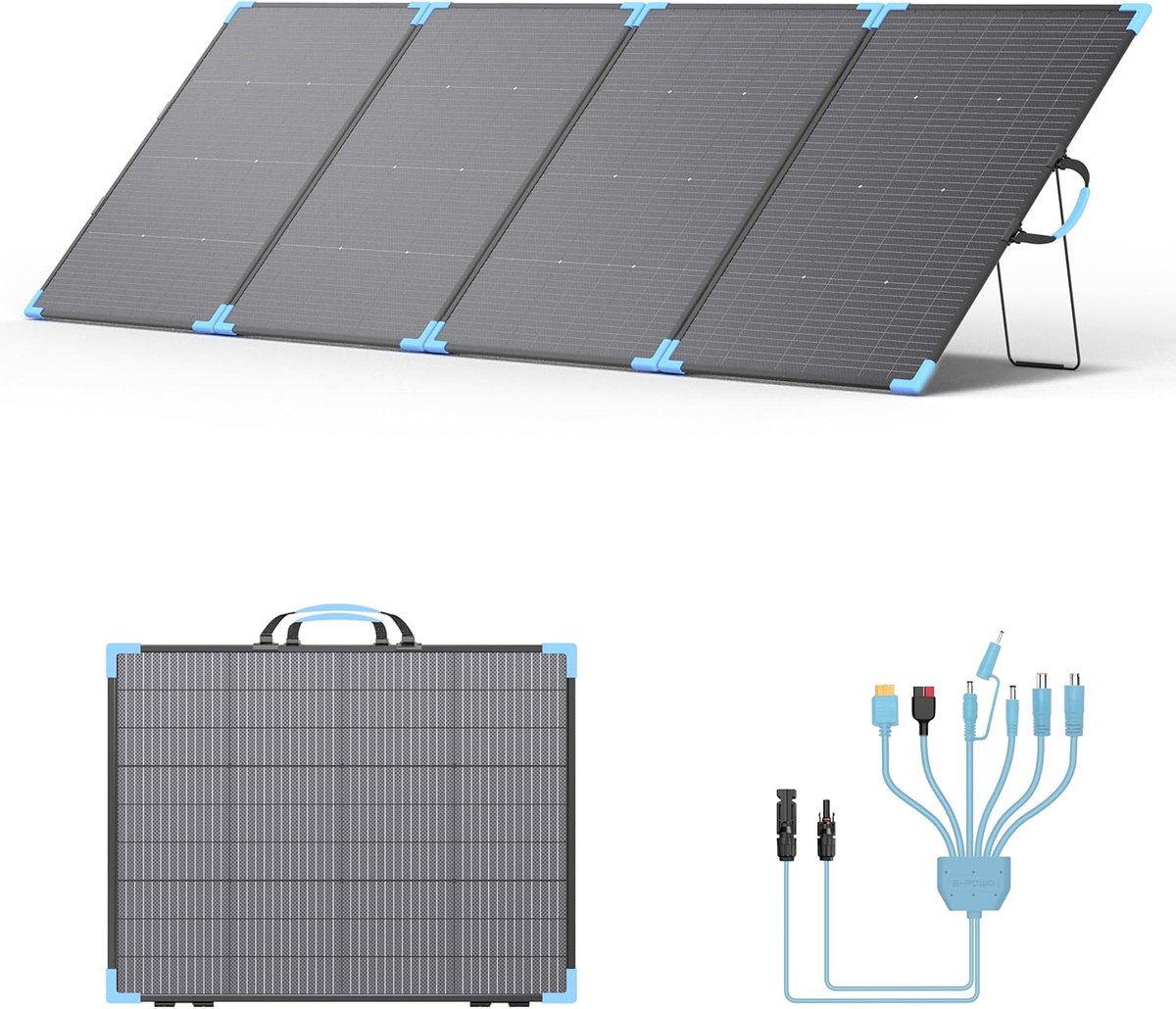 SnelShoppen - 400W Dubbel Vouwbaar Zonnepaneel, 25% Efficiëntie, 33V Draagbaar Monokristallijn IP68 Waterdicht, ETFE Vouwbaar Zonnepaneel voor Camping