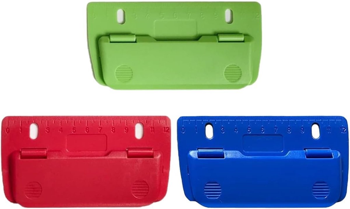 zakperforatorset 3 stuks - mini-perforators met schaal - compact en draagbaar - ideaal voor school en kantoor - ShopVlot