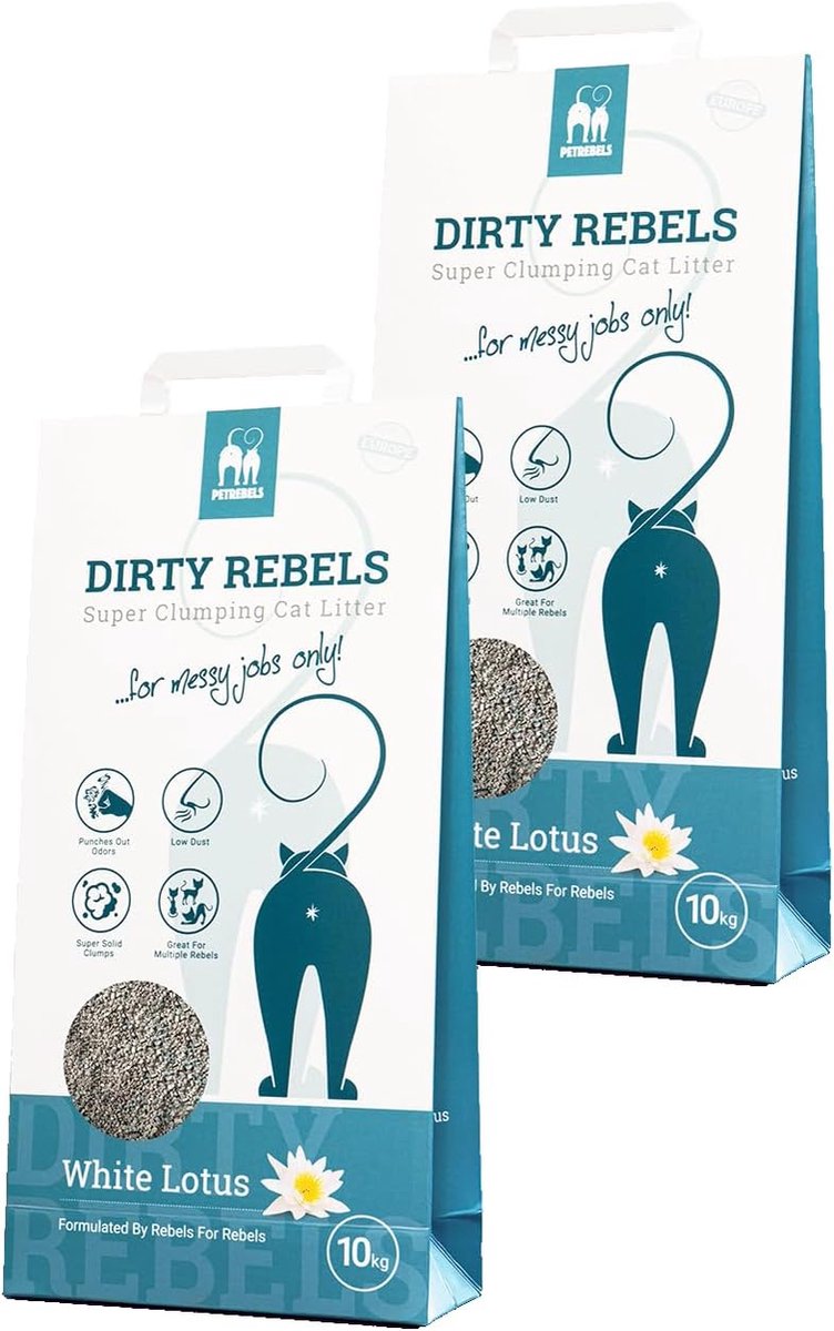 SnelShoppen - Kattenbakvulling 2 x 10 Liter - 100% Natuurlijk - Super Sterke Klonters - Witte Lotus Geur - Geschikt voor Eén of Meer Katten