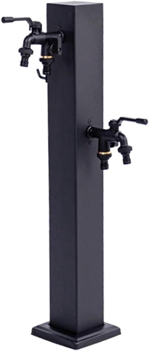 Buitenwaterdispenser - Tuinkraan Dubbel - Tuin Irrigatie - Roestvrij Staal - 65x8cm - Zwart