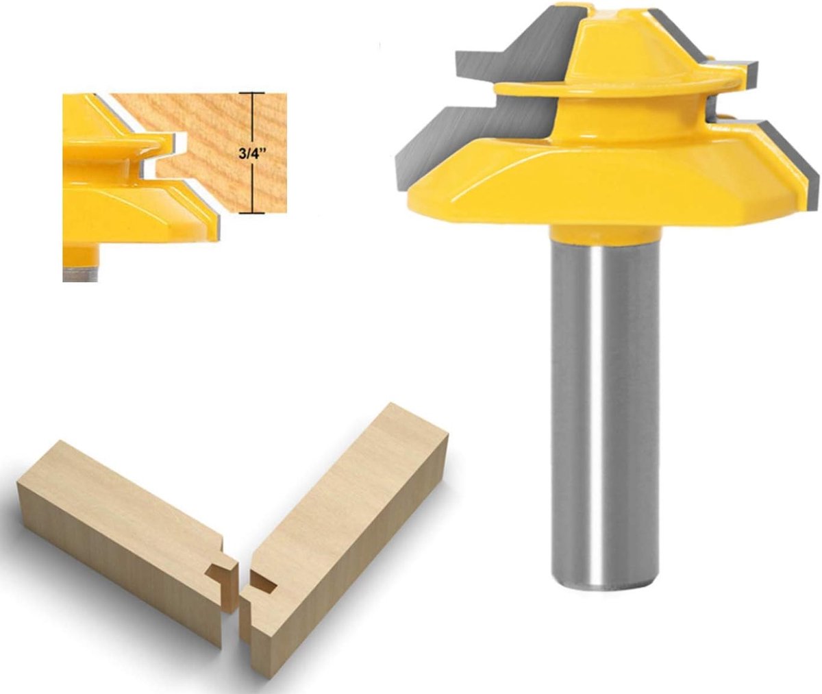 SnelShoppen - 45 Graden Lock Mitre Freesbit 12,7mm, Houtbewerking Cutter, Groef Cutter, Pen Gasket Cutter voor Houtbewerking, Engraving en Decoupeerma