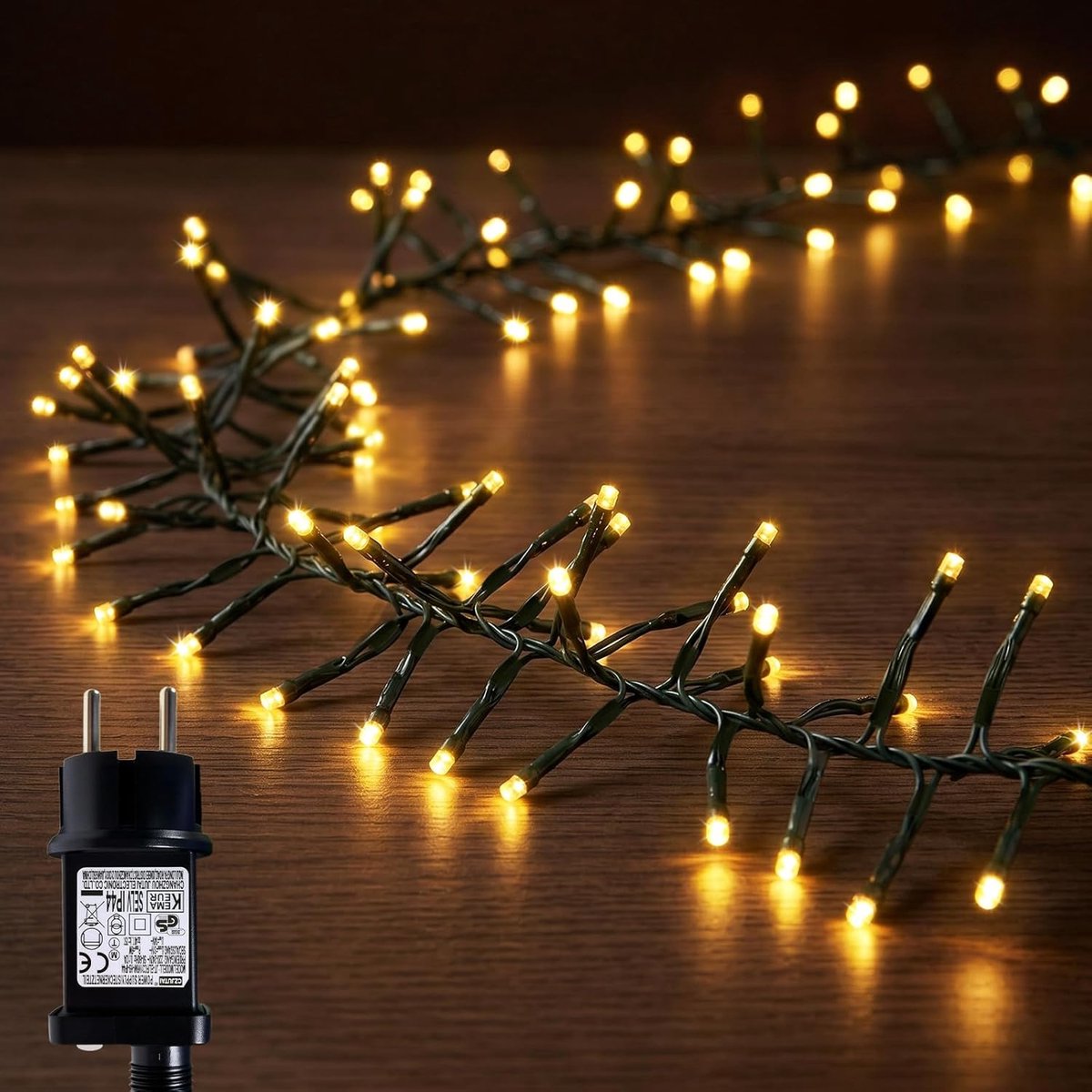 ZCLIKEU Led-lichtsnoer voor buiten, 3 m, 150 leds, met stekker, 8 modi, IP44 waterdicht, cluster, lichtketting met - ShopVlot
