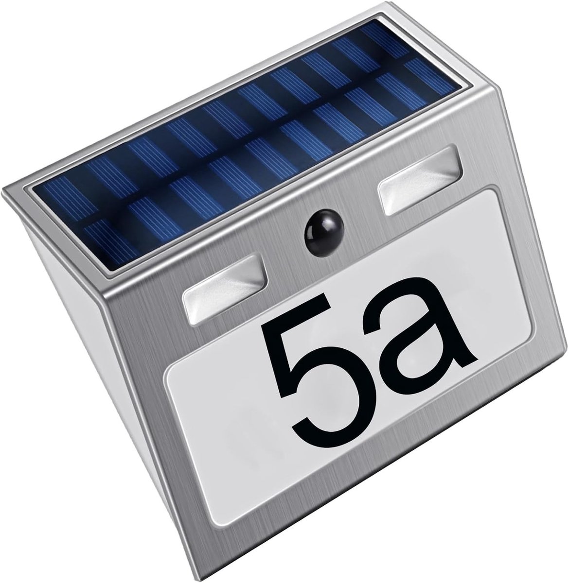 SnelShoppen - Zonne-energie Huisnummer Verlichting met Bewegingsmelder en LED, Waterdicht IP44 Roestvrij Staal Huisnummer Bord voor Tuin, Camping en F