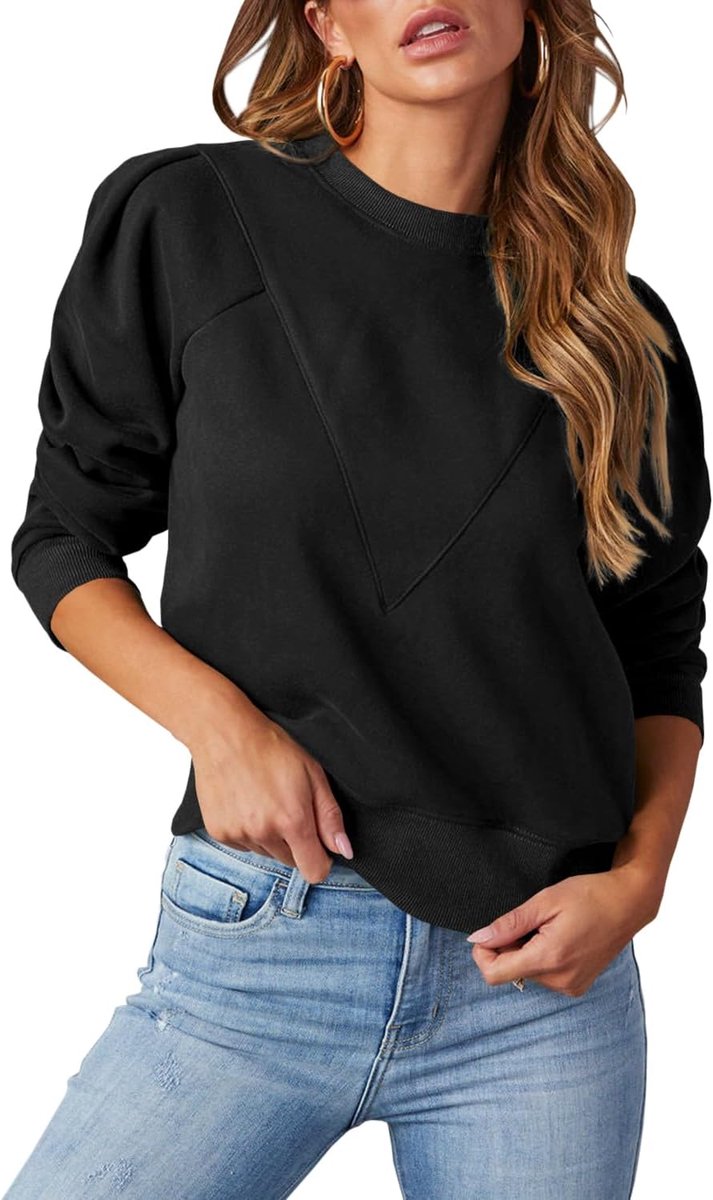 Bela Dames sweatshirt pullover, lange mouwen, ronde hals, trui herfst winter vrouwen klassiek basic bovendeel sport streetwear sweatshirts cropped truien tops