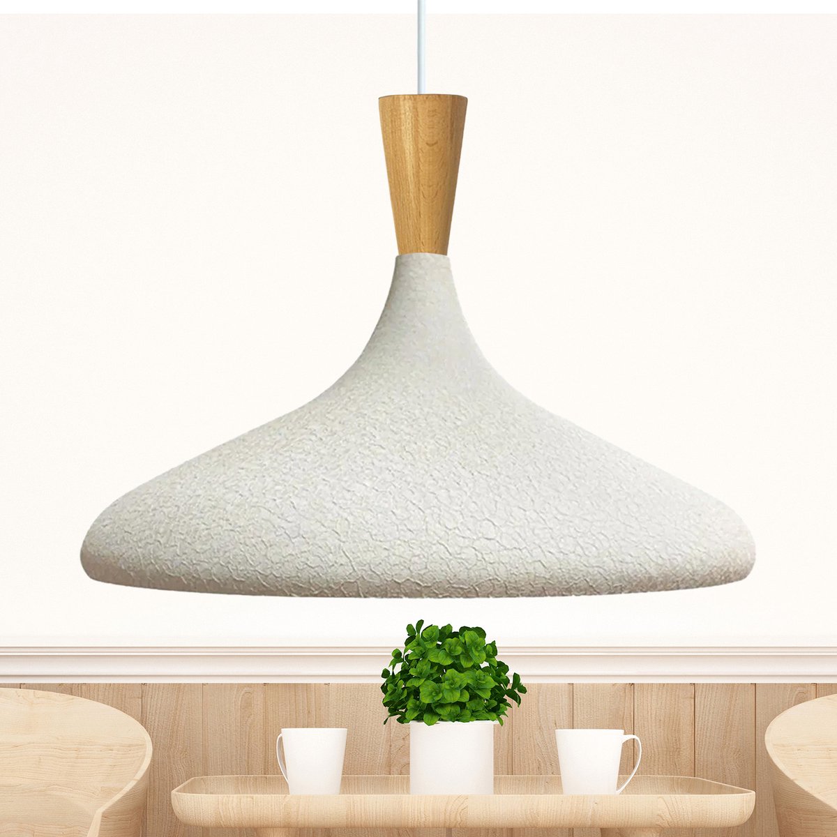 Bamyum Champion hanglamp, industriële Modern stijl, Ø35 cm, wit metalen lamp