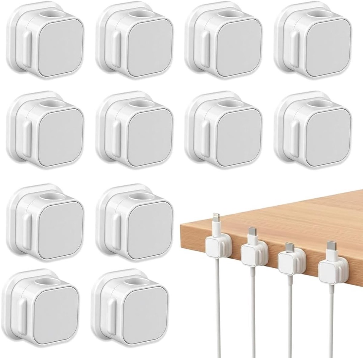 Kabelorganizer met Magneet, 12 Stuks voor Effectieve Kabelbeheer, Opladers en Thuiswerkaccessoires