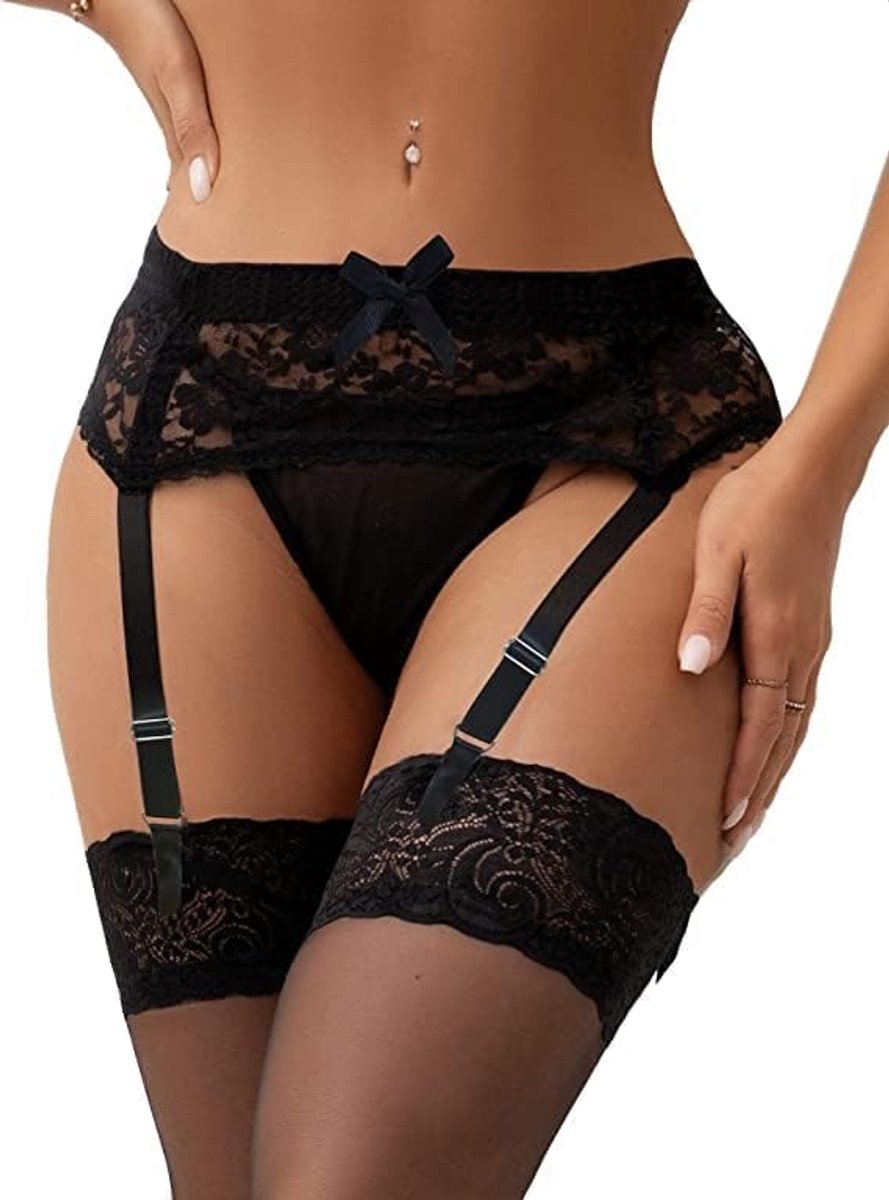 sexy grote maat kant jarretelset jarretelgordel | Vintage klemmen, Hot Chic lingerie, hoge taille, verstelbaar, korset met G-string voor lingerie, kousen voor vrouwen