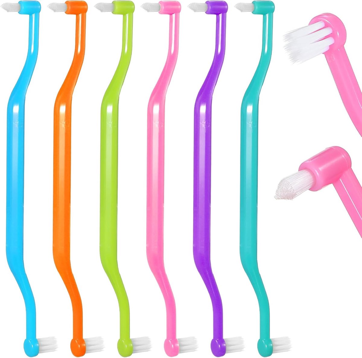 6 stuks tuft tandenborstels, zachte borstels, dubbelzijdige kleine