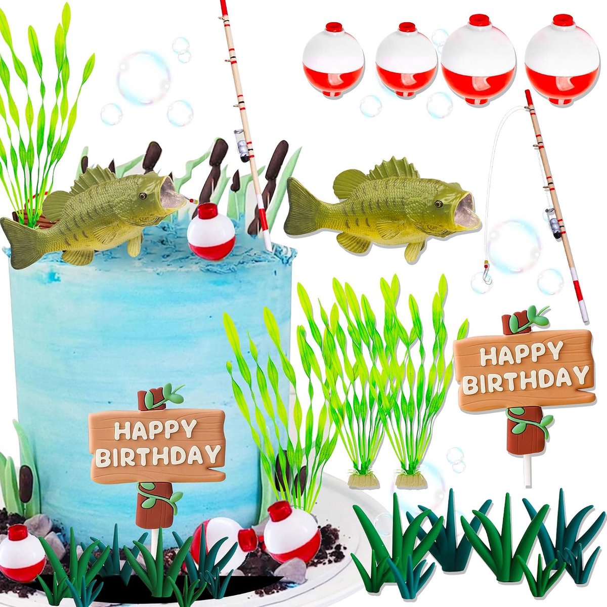 Taarttopper visdecoratie voor verjaardag en babyshower Taarttopper