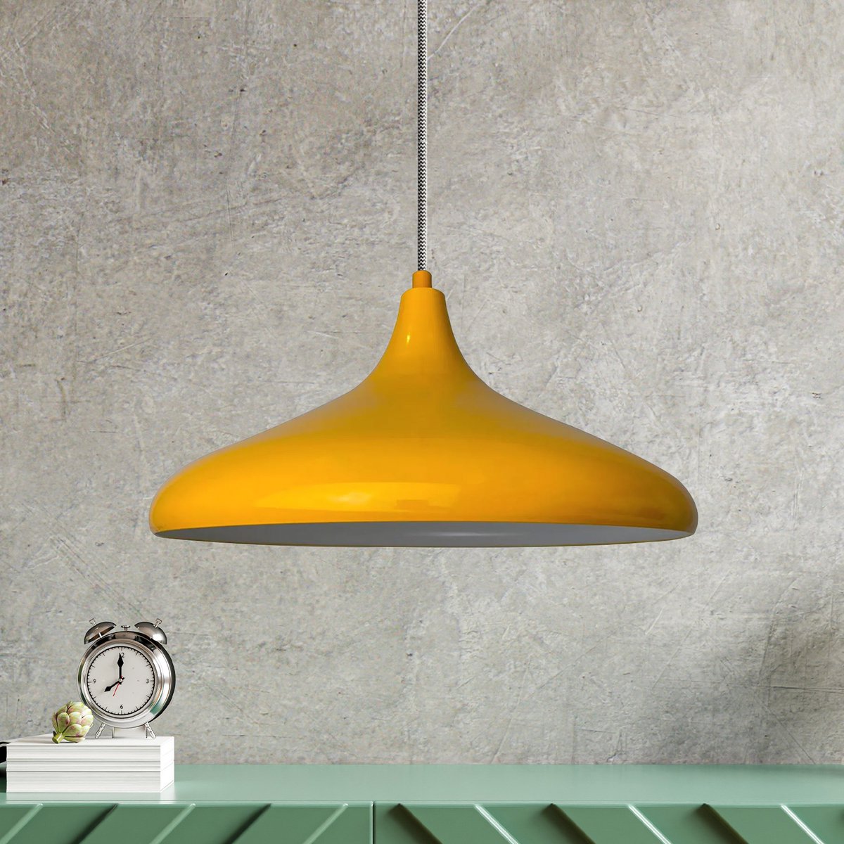 Bamyum Champion hanglamp, industriële Modern stijl, Ø30 cm, geel metalen lamp