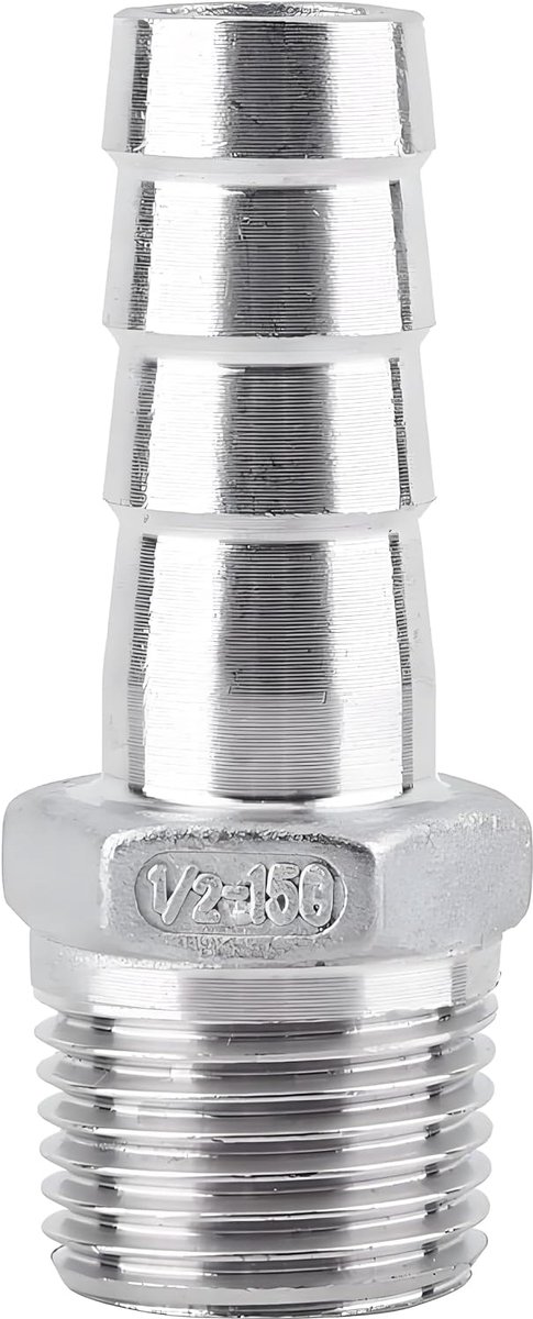 Slangpilaar, Slangpilaar, Roestvrij Staal SS304 Buitendraad Pijpfitting Barb Slangtuleconnector BSP 1/8 "~ 3/4"(1/2 * 15mm)