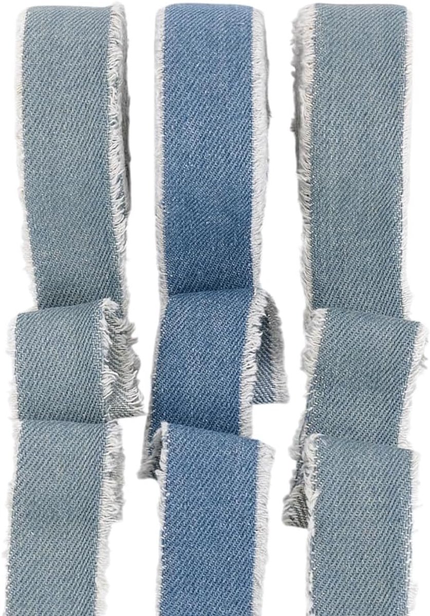 Pandahall 13,7 m 3 kleuren denim linten 25 mm rustieke franjes