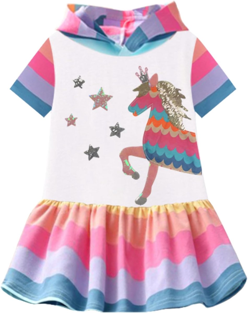 Jurk Meisjes Dierpatroon Lange Mouwen Katoenen T-shirt Jurk