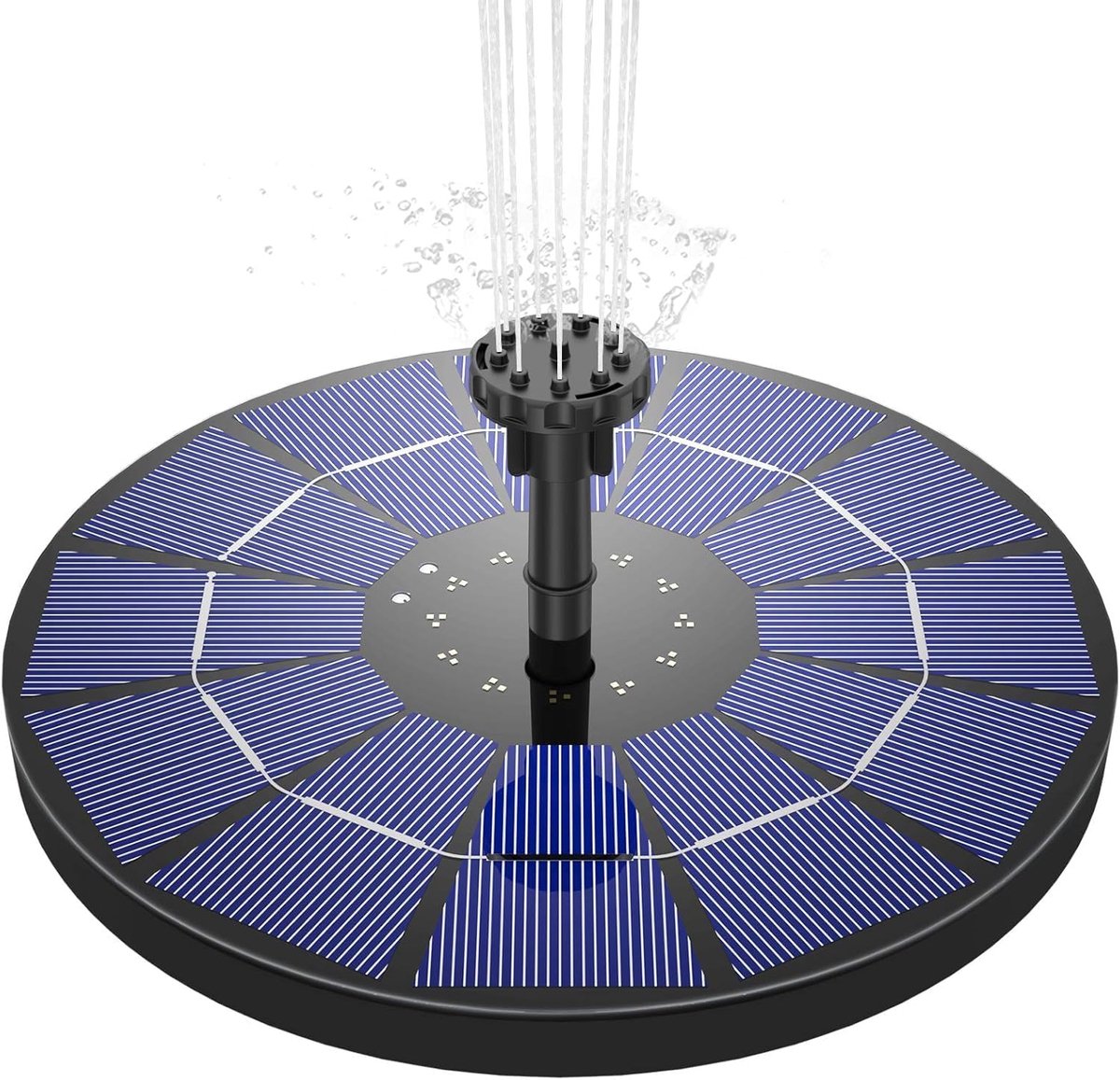 3.5W Zonnefonteinpomp 1500mAh-batterij, Zonnefontein met 4 Sproeiers, Zonne-waterfontein Voor Buiten, Voor Vogelzwembad, Zwembazd, Tuindecoratie