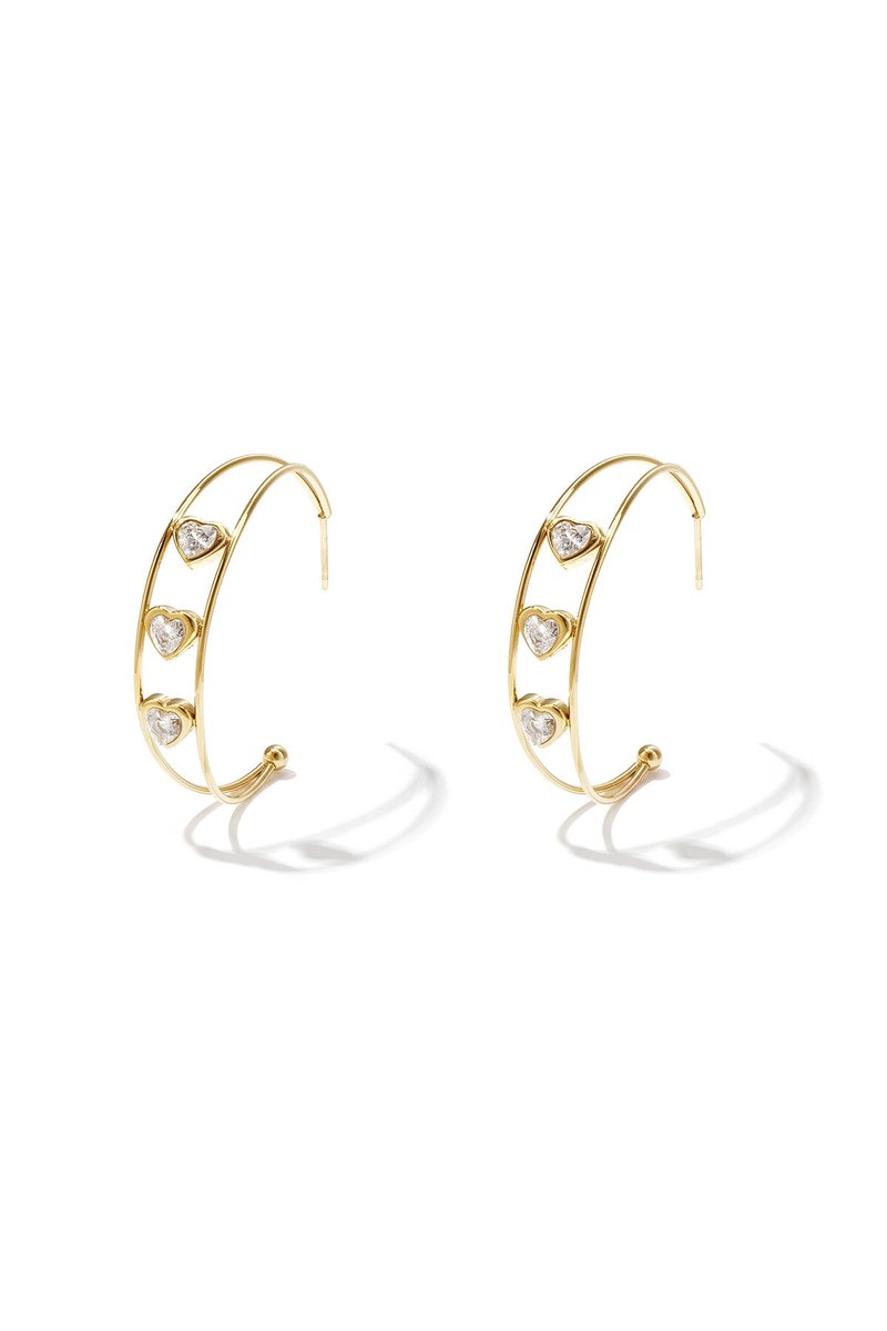 Elegant gold heart hoop earrings for women