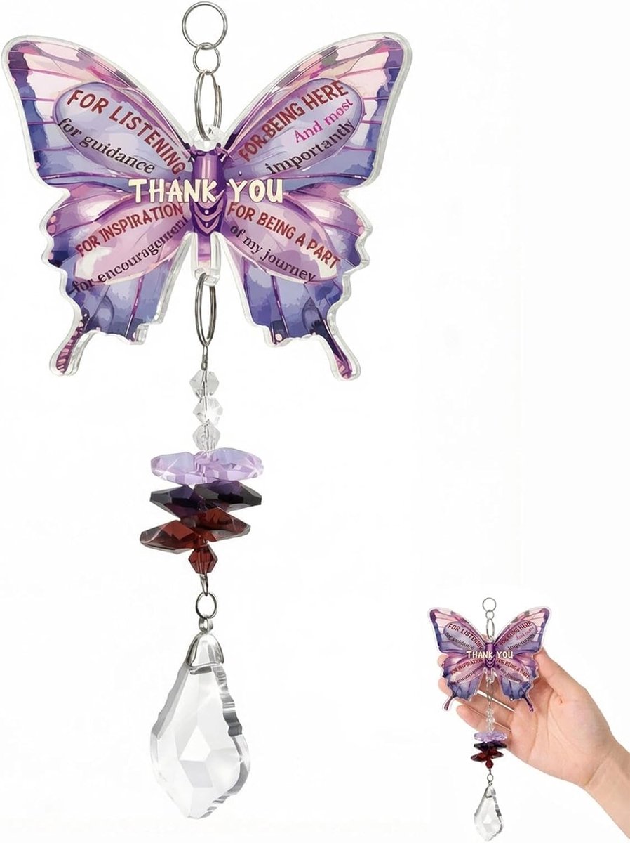 Verjaardagscadeau voor dames, zonnevanger - vlindervormige acryl kristallen hanger auto opknoping ornament raamdecoratie, herdenkingsgeschenk voor moeder van dochter of zoon op Moederdag en