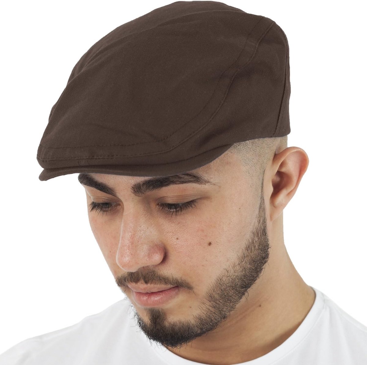 Flat Cap Voor Heren Geborsteld Katoen, Bruin, Eén Maat
