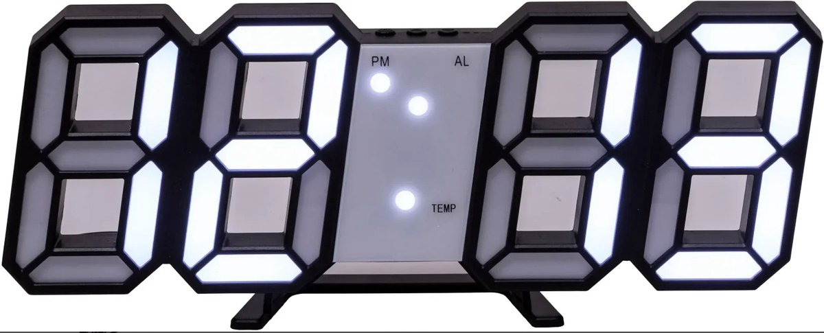 3D LED-klok met tijd, datum, temperatuur en nachtmodus