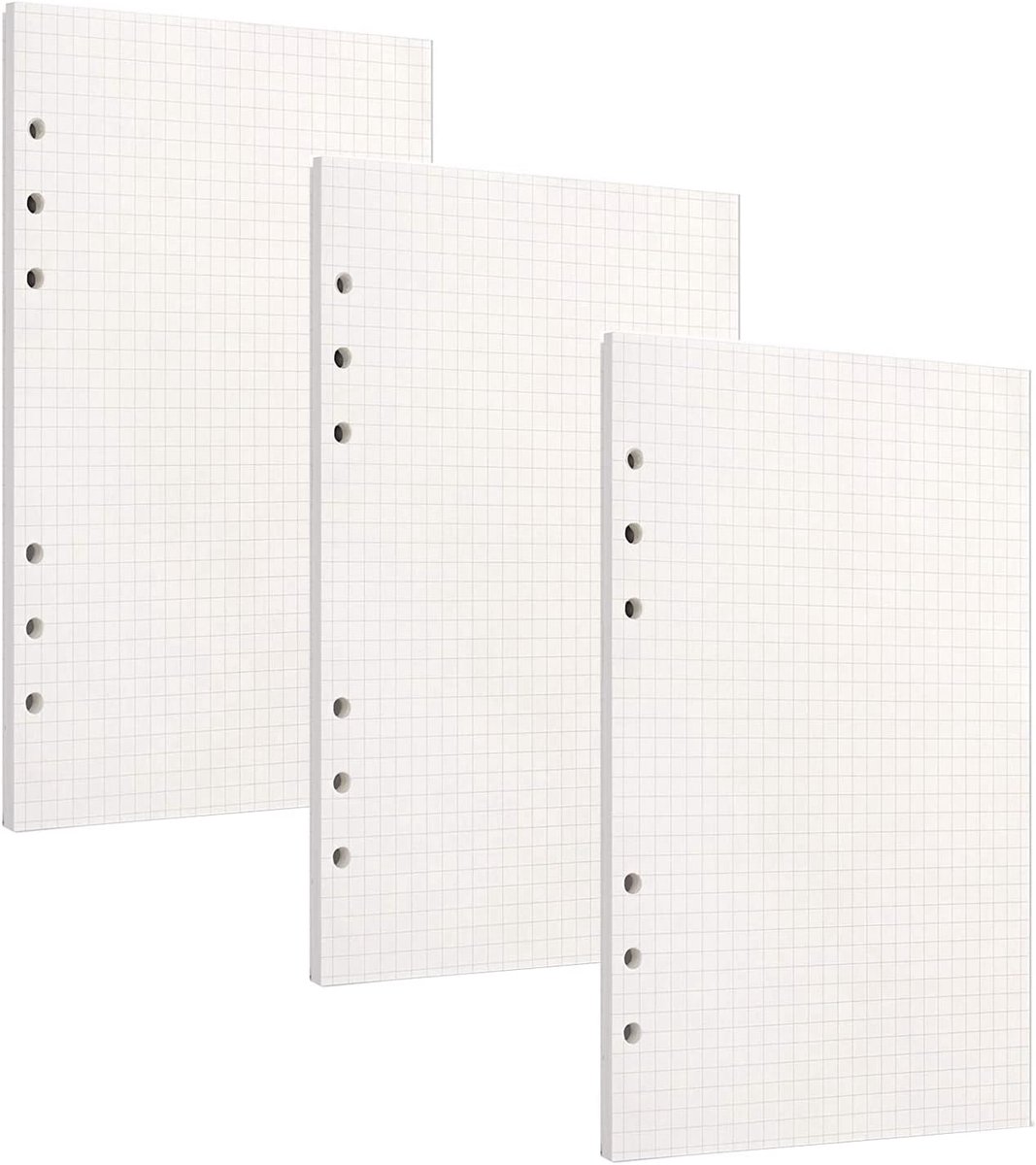 3 Pack A6 vierkant papier navulling 135 vellen/270 pagina's hervulbaar 6-Ring Binder Planner Inserts Geponst Papier Refill