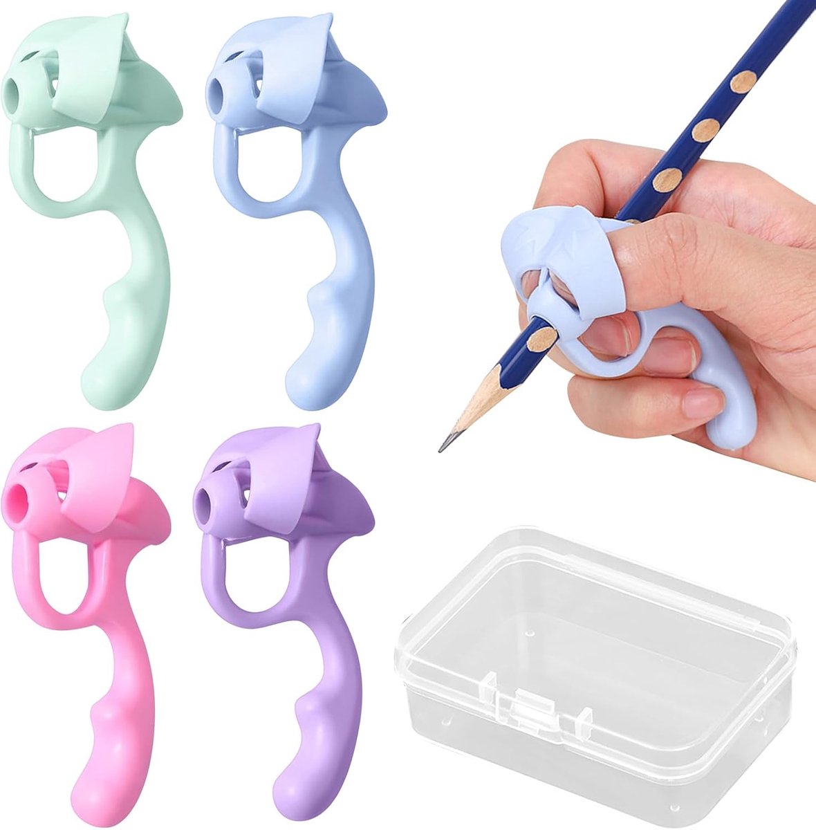 Set van 4 pennenhouders voor kinderen, ergonomische schrijfhulp voor
