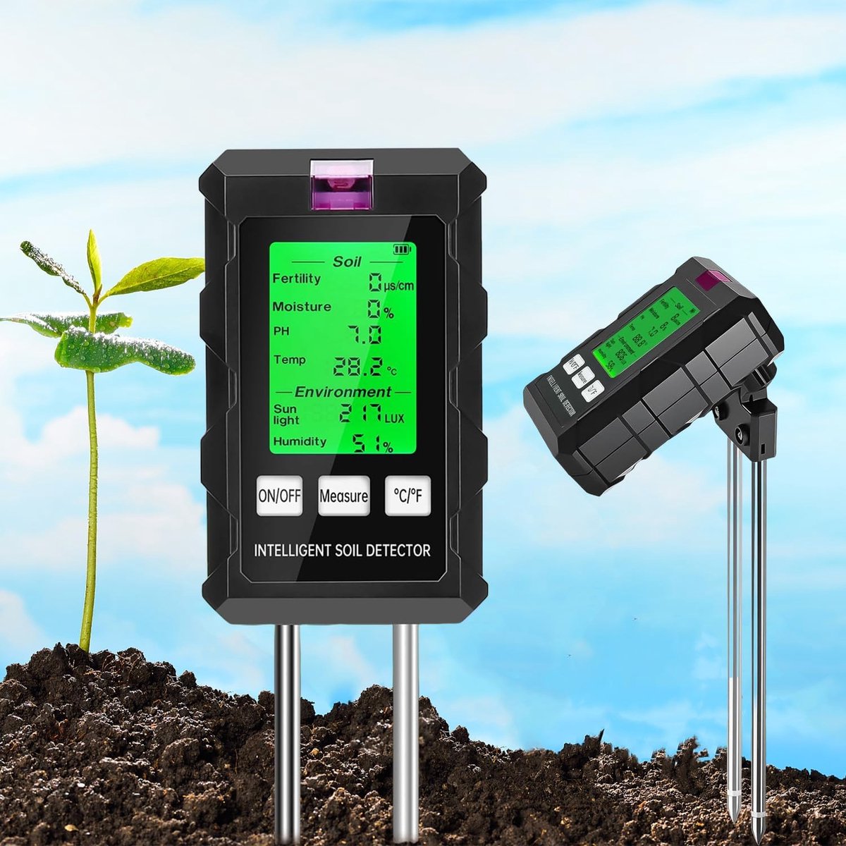 6-in-1 bodem-pH-meter,90 graden draaibaar voor vruchtbaarheid