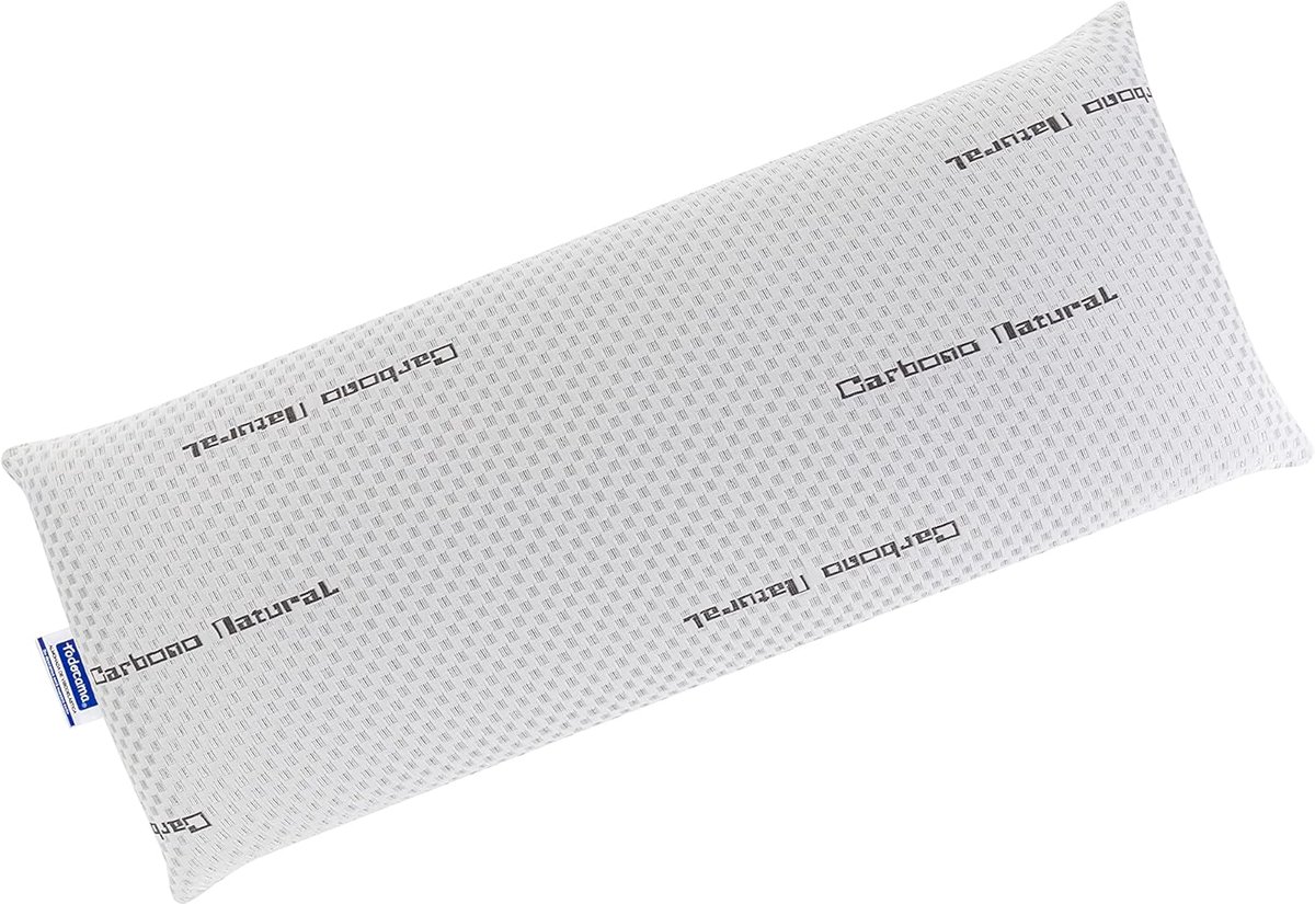 SnelShoppen - Visco-elastisch kussen met actieve koolstof 75 cm, hoogdichtheid, hypoallergeen, wasbare hoes, ideaal voor nekpijn, anti-mijt en bacteri