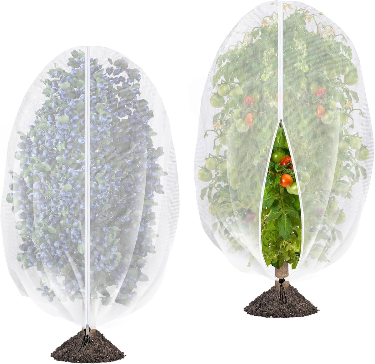 2 Stuks Boomnet met Rits en Trekkoord - Tuin Vogelsluitnet - 200x240cm - Plantenbescherming voor Fruit en Groenten