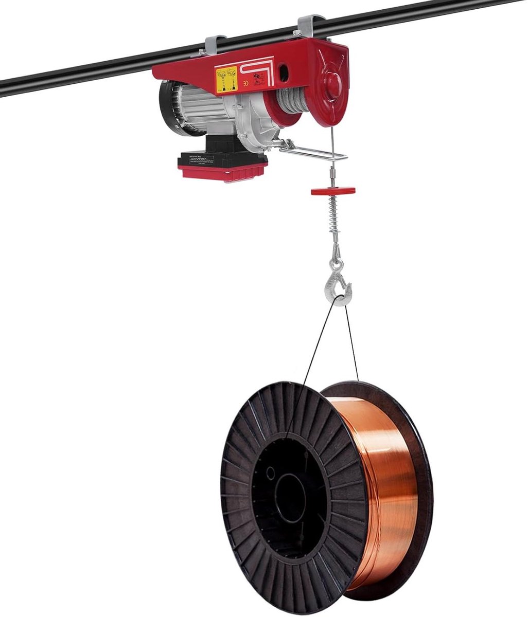 Elektrische Lier - Motorlier Hefmachine - Goederen Verplaatsen - Afstandsbediening 80m - 600 kg - Rood