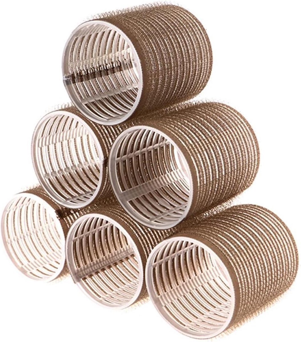 Haarrollers Styling - Krulspelden Krultang - Haar Stijlen - Zelfklevend Ontwerp - 6 stuks - Bruin