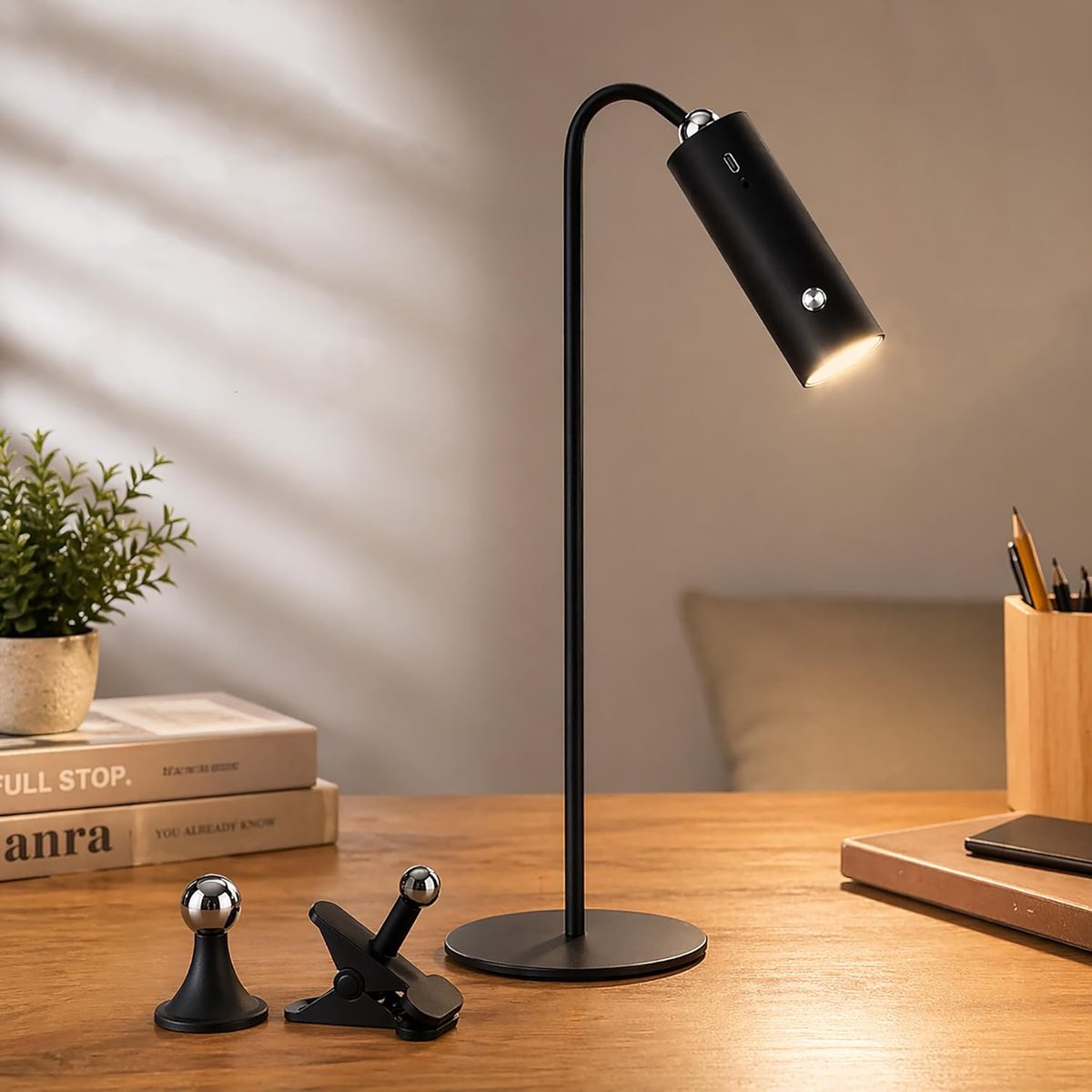 KZQ Draadloze Led Bureau Lamp Dimbare Aluminium Puzzel Lamp Oplaadbaar Nachtlampje Voor Bedside Studiekamer Kantoor Zwart
