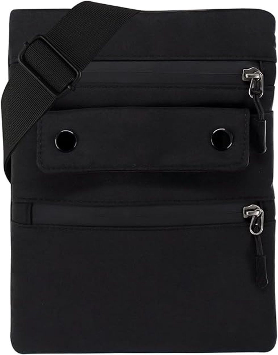 Bobypet - Lichtgewicht Crossbody Tas voor Heren - Waterafstotende Nylon Schoudertas & Telefoontas met 4 Vakken - Compacte Messenger Bag voor Reizen, Werk en Dagelijks Gebruik - Cadeau voor Mannen - Zwart