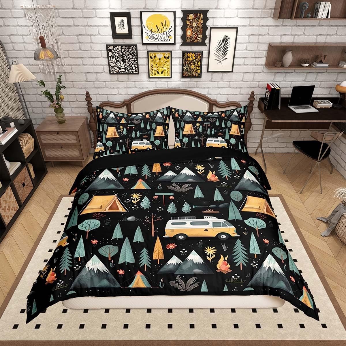 Omgoods - Beddengoedset voor Camping - Kingsize, Pik-Zwart