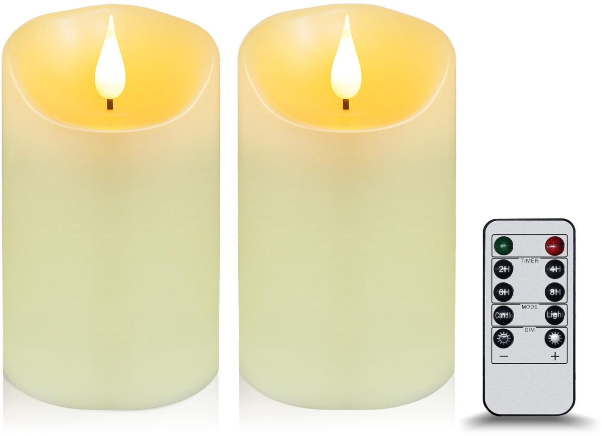 Omgoods - Flameless Kaarsen [2 Stuks] - Batterij & Realistische Vlam met Afstandsbediening