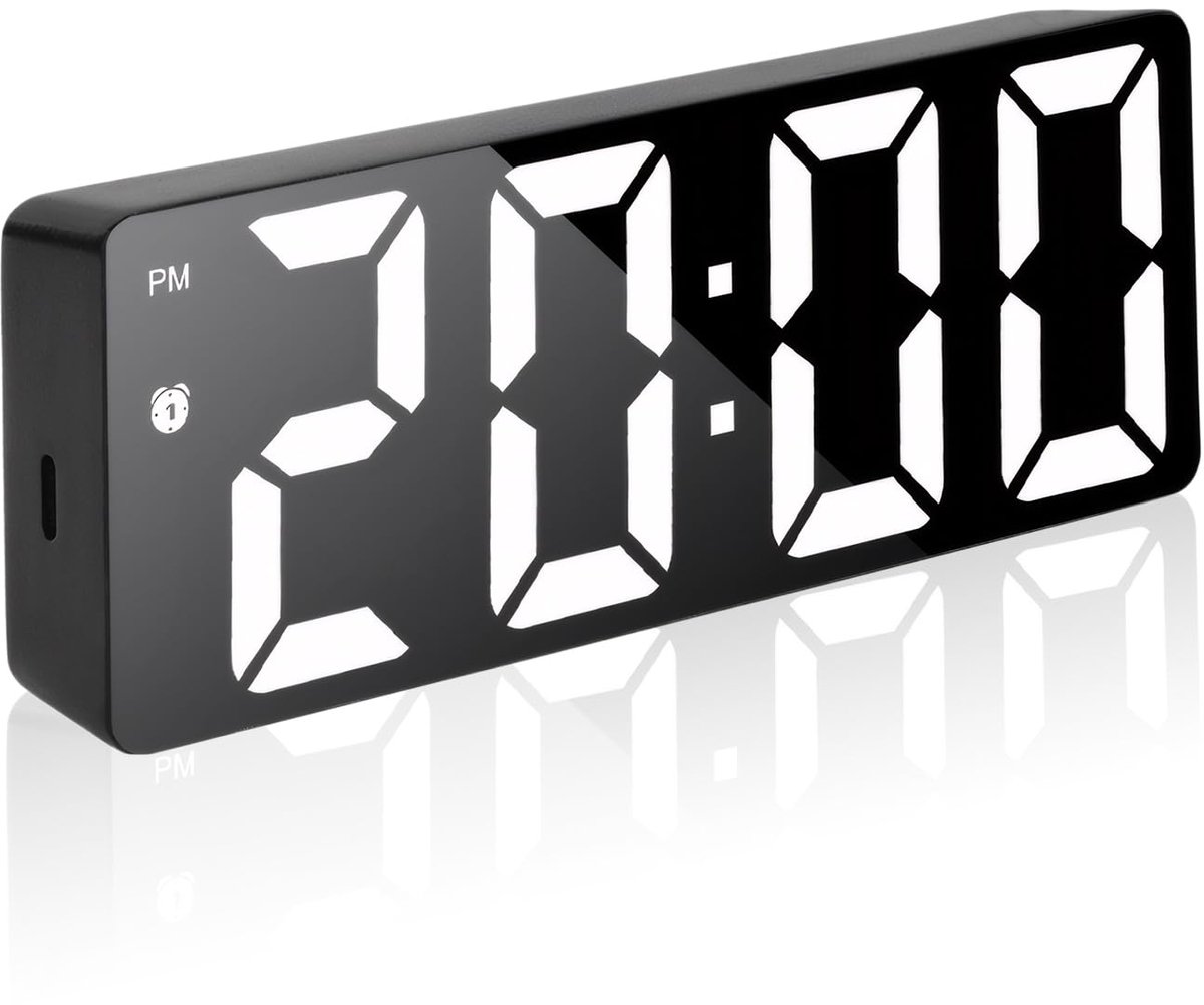 Omgoods - Digitale Wekker met LED-Display en Instelbare Helderheid - Zwart