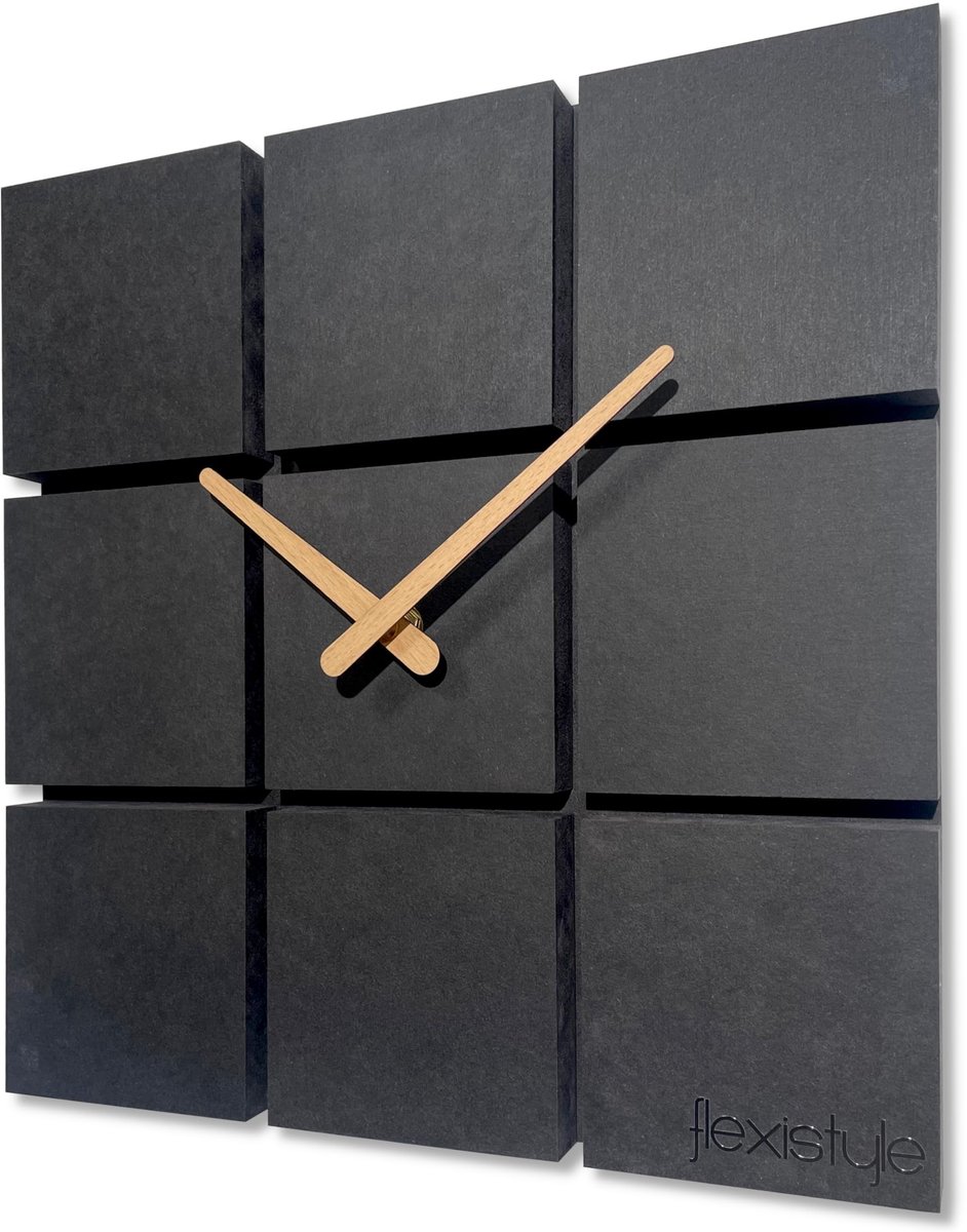 Omgoods - Moderne Wandklok Harmony - 30 cm Zwart zonder Tikkende Geluiden