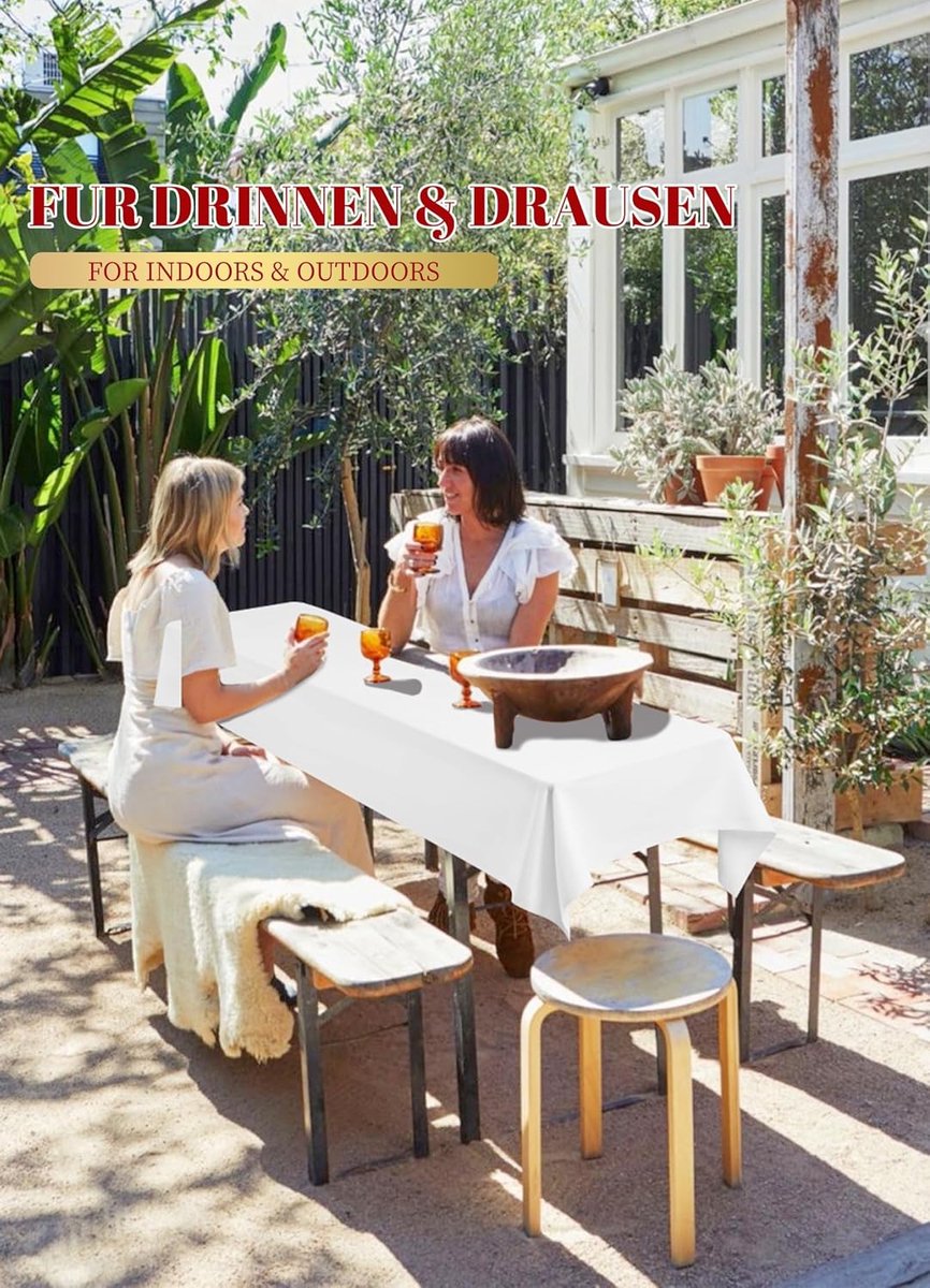 Tafelkleden Set - Feesttafelkleden - Feestelijke Decoratie - Wasbaar Polyester - 6 Stuks 250x100cm - Wit