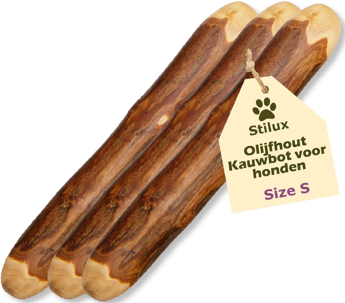 Omgoods - Set van 3 Olijfhouten Kauwbotten voor Honden - Natuurlijk Speelgoed