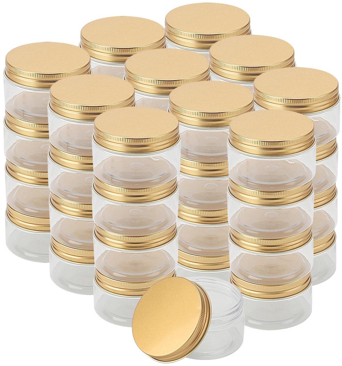 Omgoods - 40pcs 100ml Plastic Opslagpotten met Gouden Aluminium Deksels
