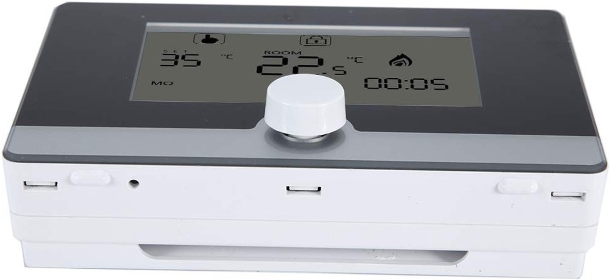 Omgoods- Thermostaat programmeerbaar - Thermostaat voor wandverwarming - Temperatuurmeter binnen - LCD-display met achtergrondverlichting - Geschikt voor elektrische kachels - Muurbevestiging - Verwarmingsthermostaat
