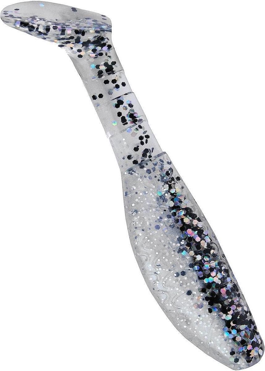 Rubber Vis Lokaas - Zacht Kunst Rups - Vissen op Roofvis - Scoop Staart Actie - 7.5 cm - Zilver Glitter