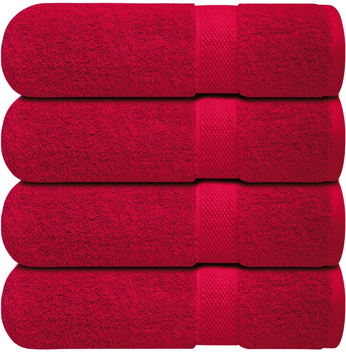 Omgoods - Set van 4 Bordeauxrode Badhanddoeken van 100% Katoen