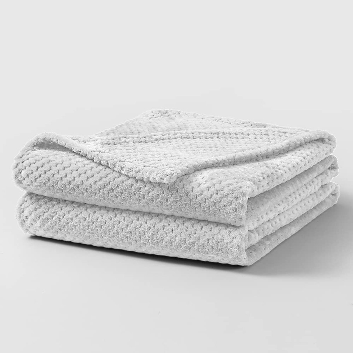Omgoods - Waffle Flanellen Fleece Dekbed - Zacht en Warm voor Sofa/Bedding (150x200cm, Zilvergrijs)