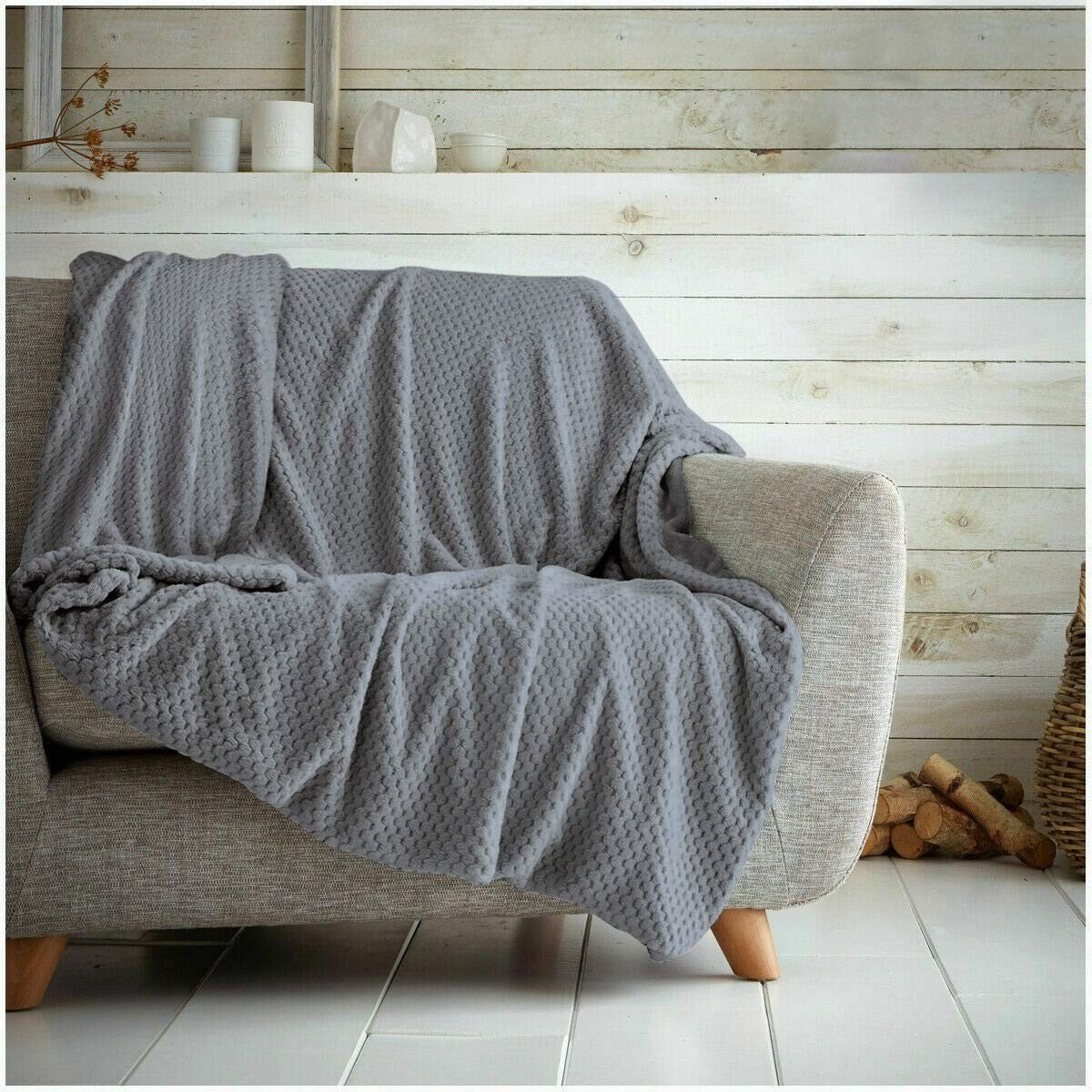Omgoods - Waffle Throw Honeycomb Dekentje - Zacht en Warm (Charcoal Grey, 125x150cm)