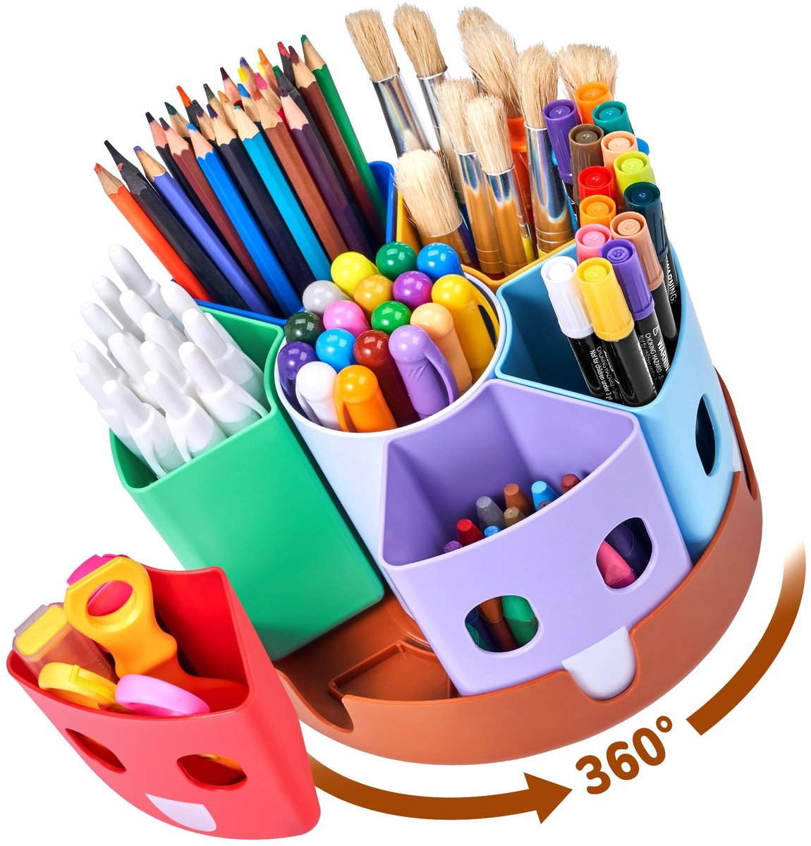 Omgoods - 7 Compartimenten Draai Bureau Organizer - Multicolor