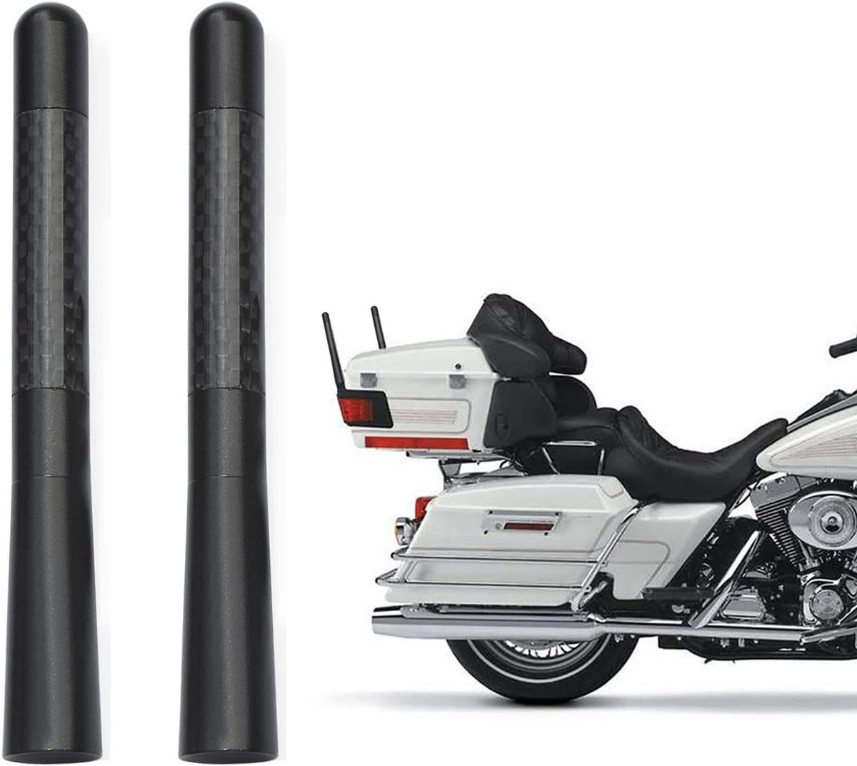 Motorfiets Koolstofvezel Antenne Mast Motorfiets Radio Antenne Vervanging 2-Pack met Hoge Kwaliteit Radio Signaal Ontvangst