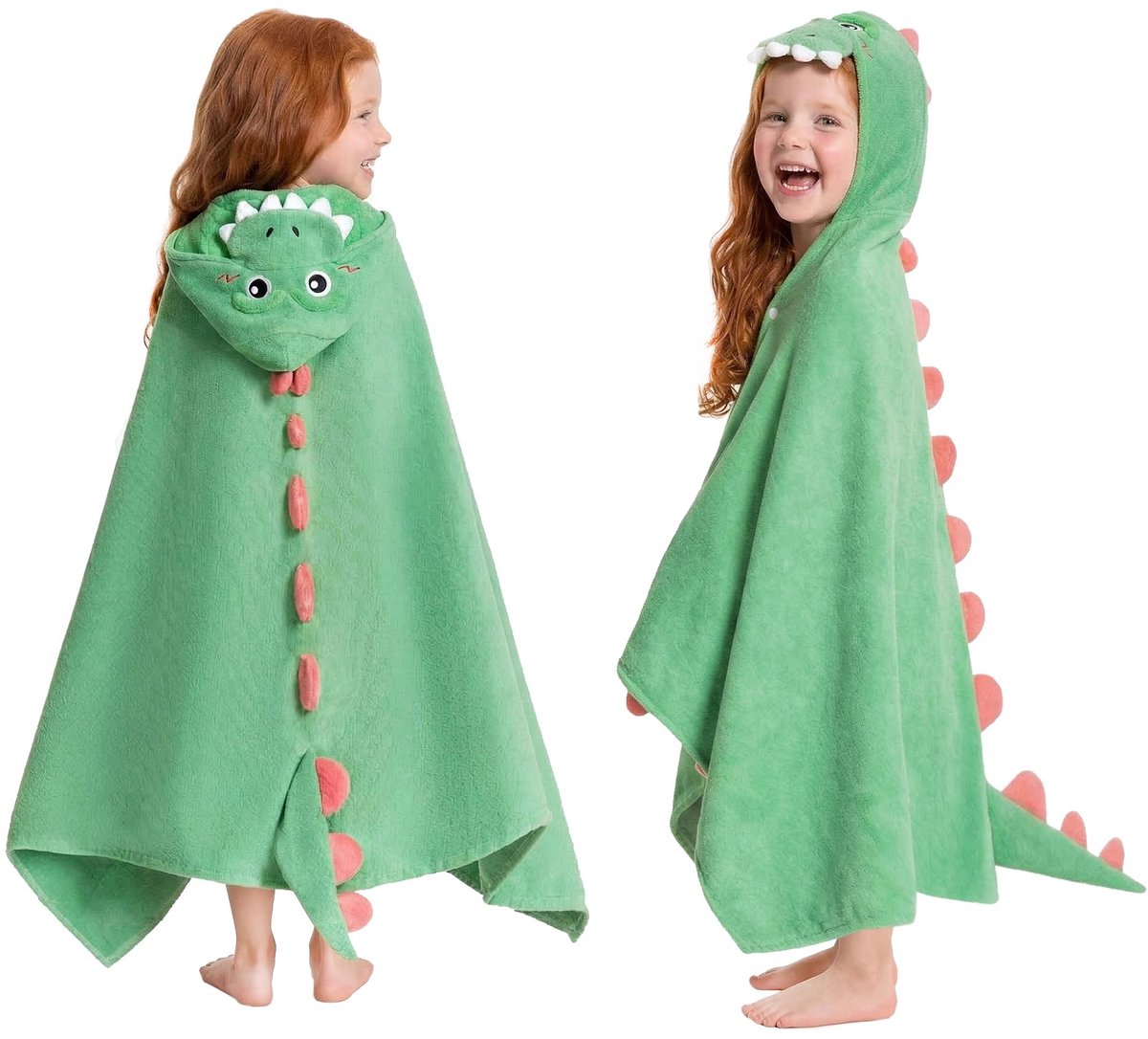 Omgoods - Kinderen Bad Poncho van Microvezel - Dinosaurus